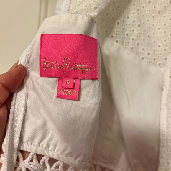 Lilly Pulitzer White Eyelet and Pink Striped Dress - Picture 6 of 9